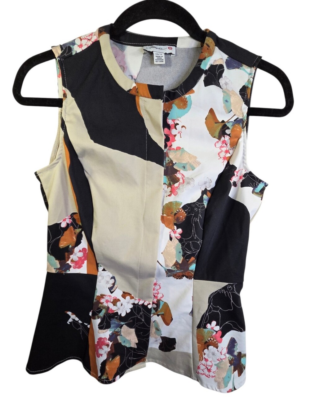 3.1 Phillip Lim x Target Sleeveless Zip Top Size X Small Abstract Floral Peplum